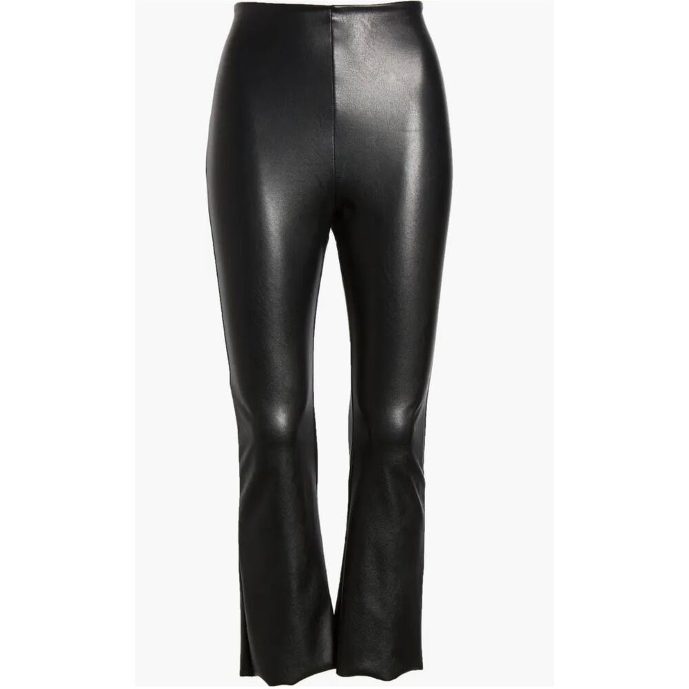 Commando women’s black Faux Leather Flare Crop legging size small slimming‎